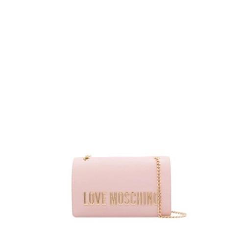 Roze Schoudertas met Gouden Details Moschino , Pink , Dames