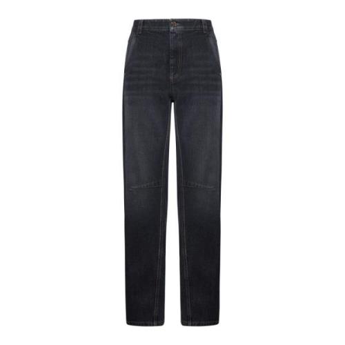 Zwarte Crop Jeans Brunello Cucinelli , Blue , Heren