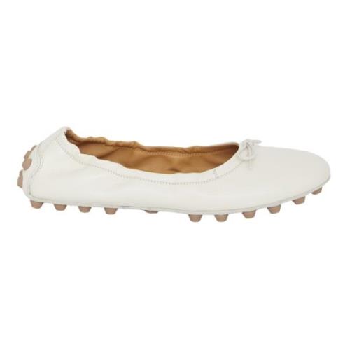 Crème Lamsskin Strik Ballerina`s Tod's , White , Dames