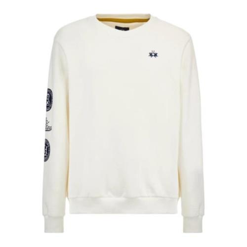 Katoenen sweatshirt met voorlogo La Martina , White , Heren