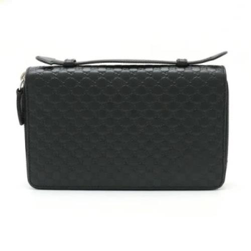 Pre-owned Leather wallets Gucci Vintage , Black , Dames