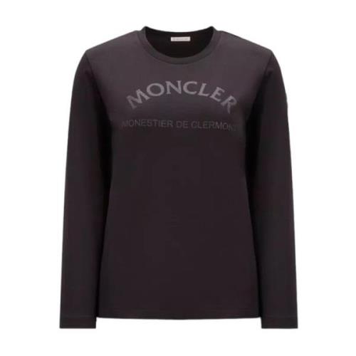 Glitter Logo Longsleeve T-shirt Moncler , Black , Dames