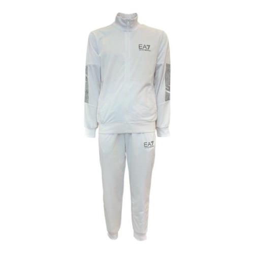 Witte Trainingspak Set Rits Logo Emporio Armani EA7 , White , Heren