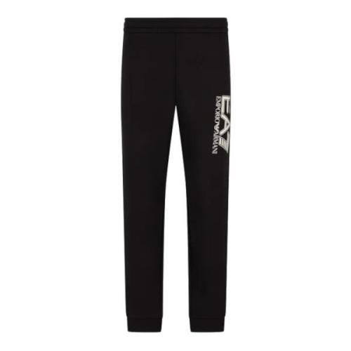 Zwarte Katoenen Jogger met Wit Logo Print Emporio Armani EA7 , Black ,...