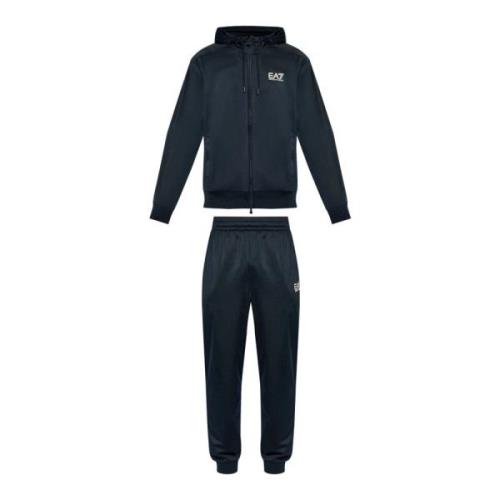 Blauwe Technische Stof Logo Jumpsuit Emporio Armani EA7 , Blue , Heren