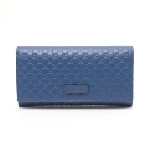 Pre-owned Leather wallets Gucci Vintage , Blue , Dames