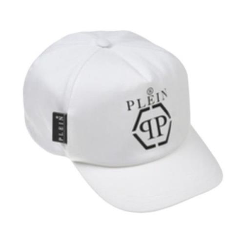 Witte Baseballpet met voorlogo Philipp Plein , White , Heren