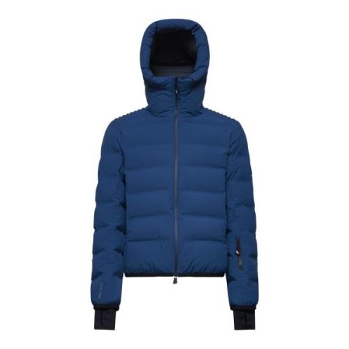 Blauwe Gewatteerde Donsjas met Hoge Kraag Moncler , Blue , Heren