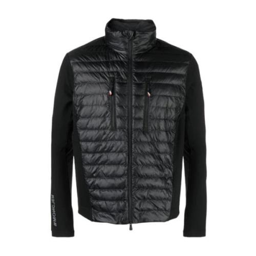 Zwarte Gewatteerde Jas Opstaande Kraag Moncler , Black , Heren