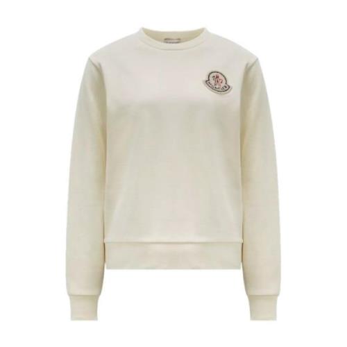 Witte Logo Patch Sweatshirt Casual Klassieker Moncler , White , Dames