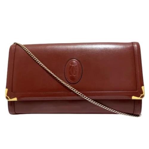 Pre-owned Leather shoulder-bags Cartier Vintage , Red , Dames