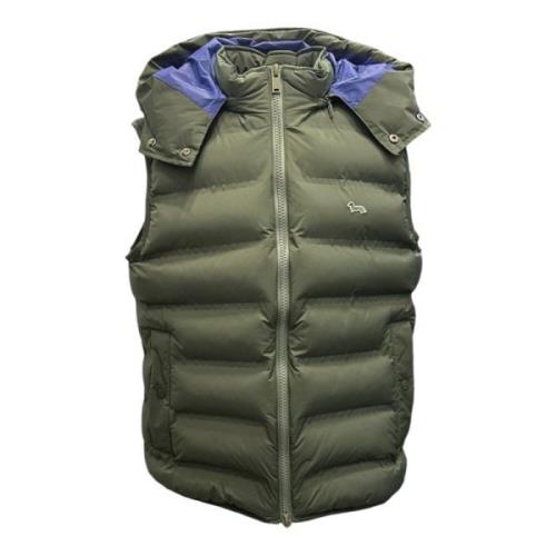 Groene Heren Hooded Gilet met Logo aan de Voorkant - XL Harmont & Blai...