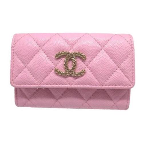 Pre-owned Leather wallets Chanel Vintage , Pink , Dames