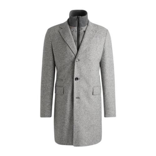 Grijze Wollen Blend Visgraatjas Hugo Boss , Gray , Heren