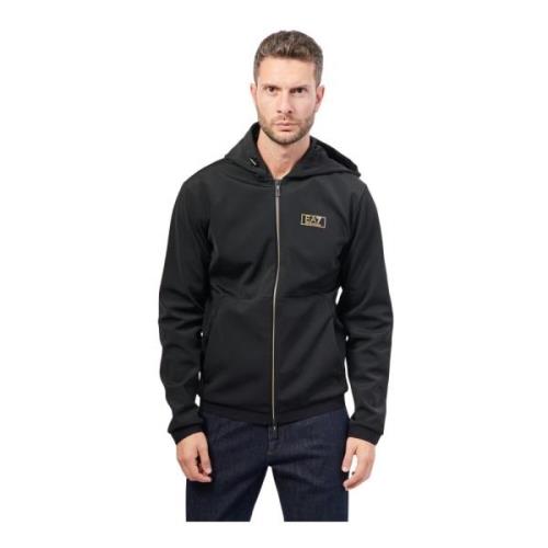 Zwarte hoodie met volledige rits Emporio Armani , Black , Heren