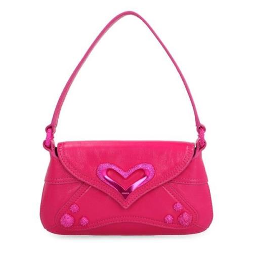 Vintage leren tas met magnetische sluiting Pinko , Pink , Dames