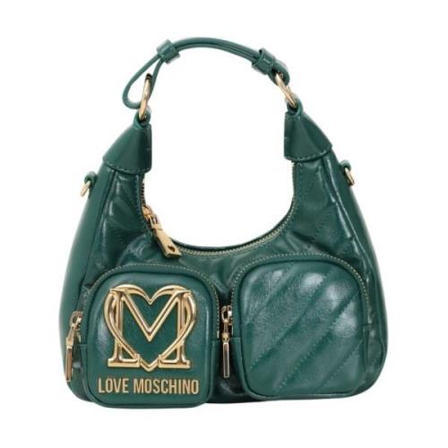 Groene schoudertas met gouden details Love Moschino , Green , Dames