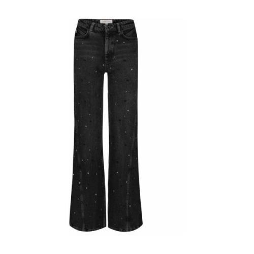 Rhinestone Wide Leg Jeans Fabienne Chapot , Gray , Dames