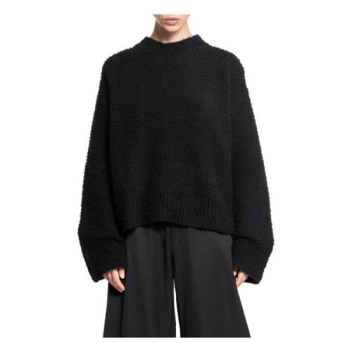 Zwarte Geribbelde Oversized Trui UMA Wang , Black , Dames