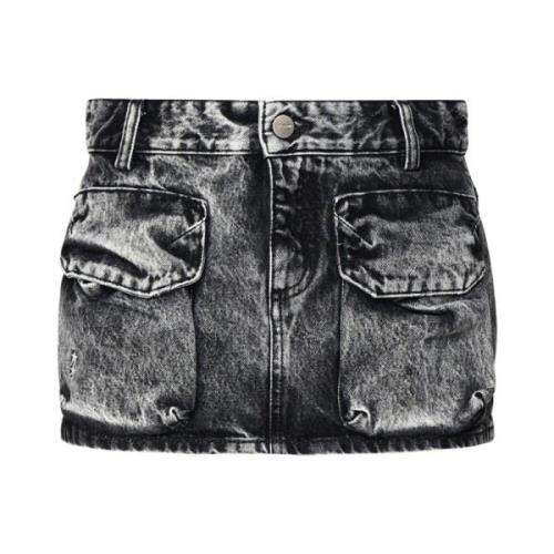 Verouderd Grijs Denim Mini Rok Icon Denim , Gray , Dames