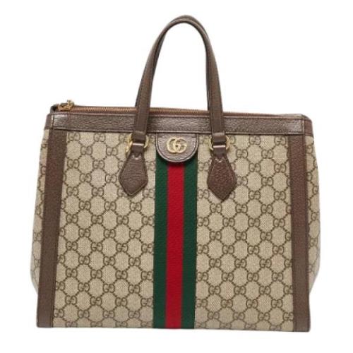 Pre-owned Leather totes Gucci Vintage , Beige , Dames