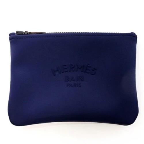 Pre-owned Nylon clutches Hermès Vintage , Blue , Dames