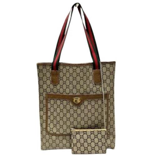 Pre-owned Canvas totes Gucci Vintage , Beige , Dames