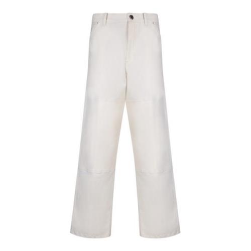 Elegante Regular-Fit Broek met Voorsluiting Moncler , White , Heren