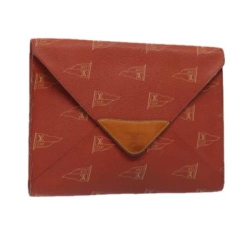 Pre-owned Leather clutches Louis Vuitton Vintage , Orange , Dames