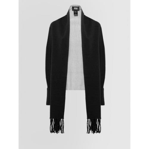 Bicolor franje mouw cape Alpha Studio , Black , Dames