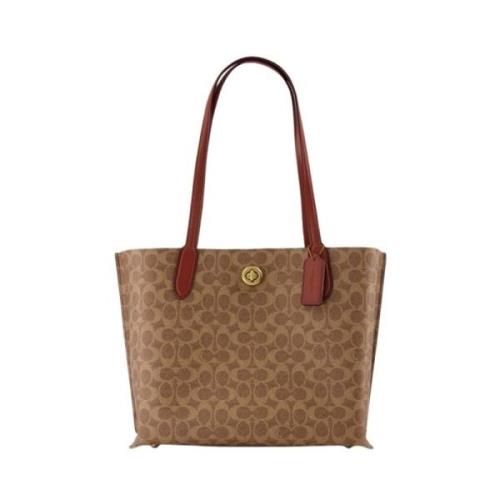 Beige Canvas Tote Bag met Korte en Lange Schouderbanden Coach , Brown ...