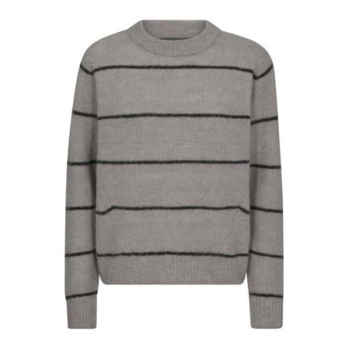 Slim Stripe Crewneck Gebreide Trui MOS Mosh , Gray , Dames