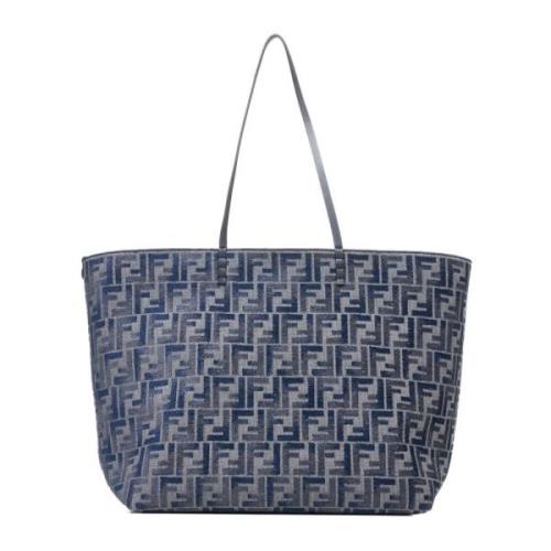 Omkeerbare Jacquard Tote Tas Fendi , Blue , Dames