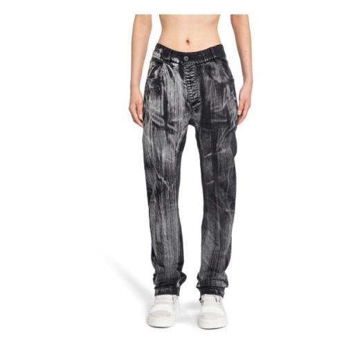 Zwarte Denim Distressed Broek met 5 Zakken Boris Bidjan Saberi , Black...