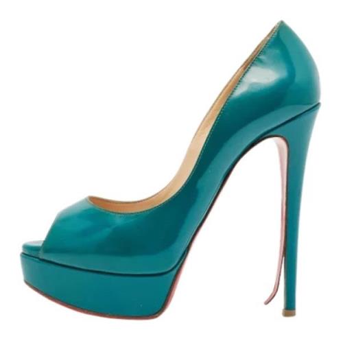 Pre-owned Leather heels Christian Louboutin Pre-owned , Green , Dames