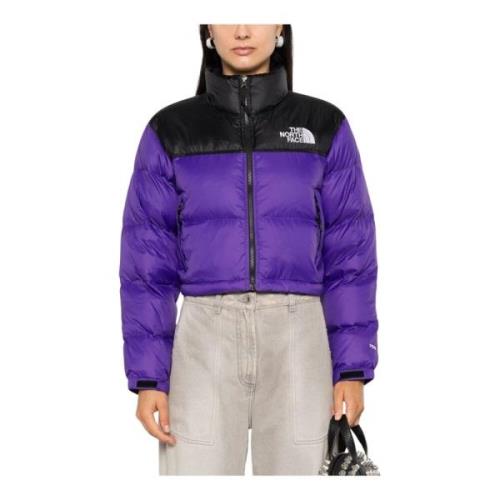 Cropped Nuptse Puffer Jas The North Face , Purple , Dames