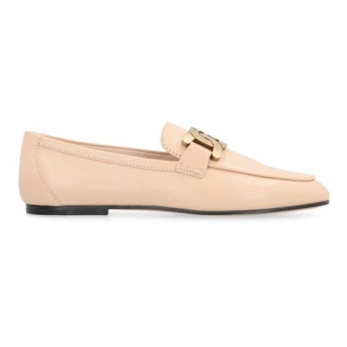 Leren Loafers met Ronde Neus Tod's , Beige , Dames