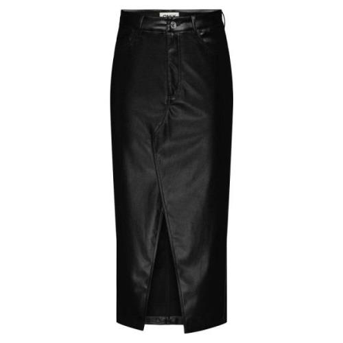 Metalen Lange Rok met Elyna Stijl Only , Black , Dames