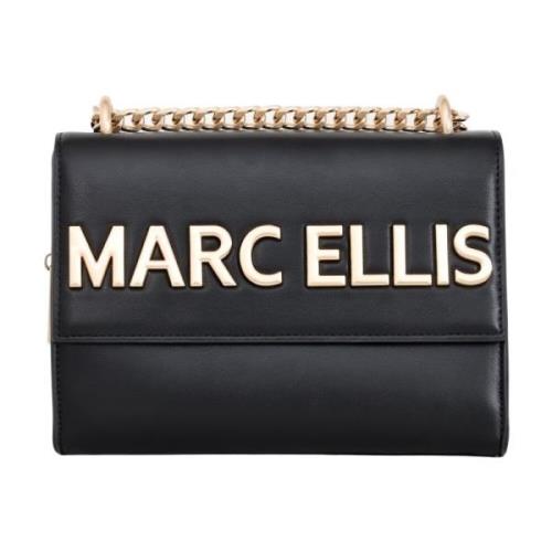 Zwarte Schoudertas Macro Flap Marc Ellis , Black , Dames