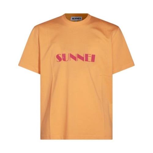 Oranje Katoenen T-shirt met Frontprint Sunnei , Orange , Heren