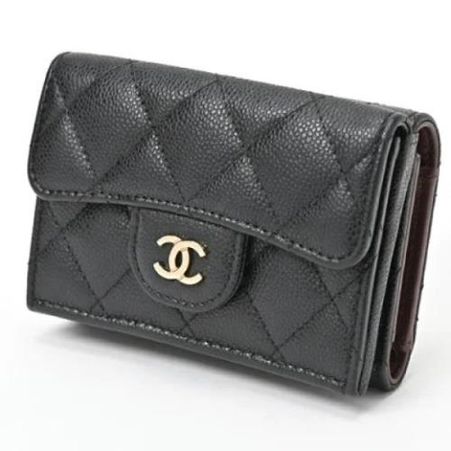 Pre-owned Leather wallets Chanel Vintage , Black , Dames