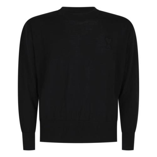 Merinowol Pullover Handgemaakt in Portugal Ami Paris , Black , Heren