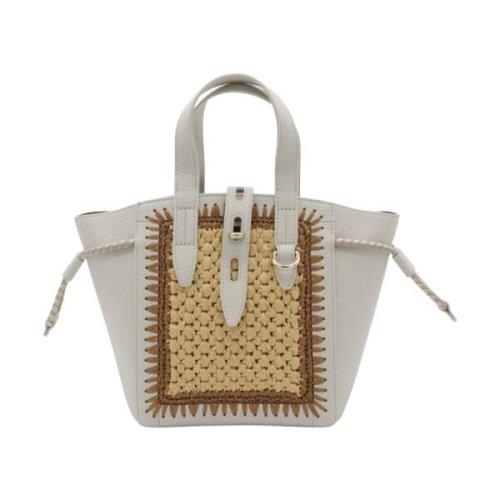 Witte Raffia Leren Geborduurde Tas Furla , Gray , Dames