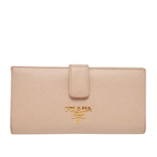 Pre-owned Leather wallets Prada Vintage , Beige , Dames