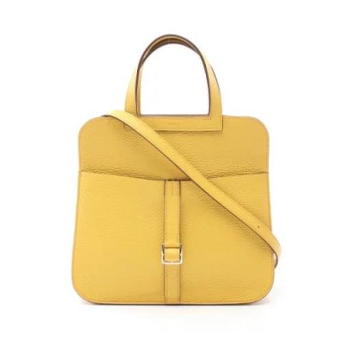 Pre-owned Leather handbags Hermès Vintage , Yellow , Dames