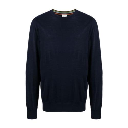 Blauwe Merinowol Ronde Hals Trui Paul Smith , Blue , Heren