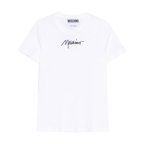 Casual Katoenen T-Shirt in Wit Moschino , White , Dames