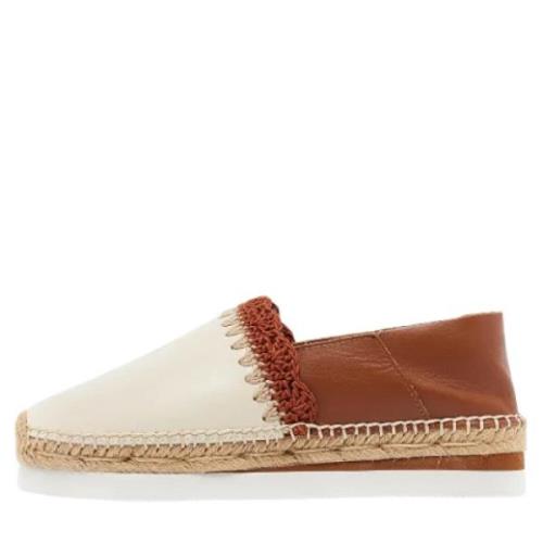 Pre-owned Leather flats Chloé Pre-owned , Beige , Dames