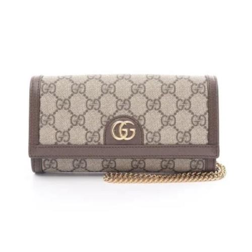 Pre-owned Leather wallets Gucci Vintage , Beige , Dames