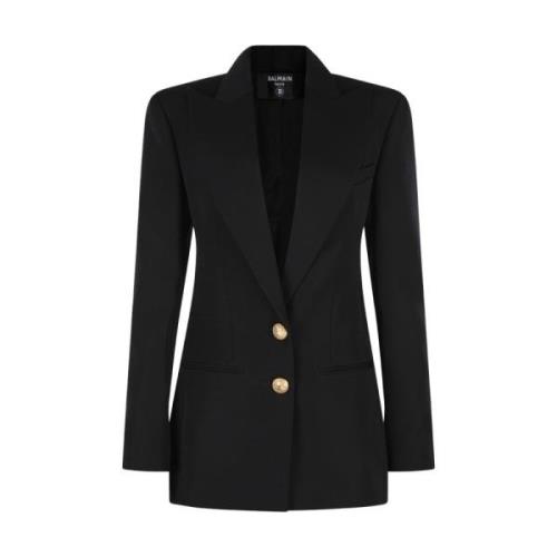 Zwarte Viscose Blazer Jas Balmain , Black , Dames